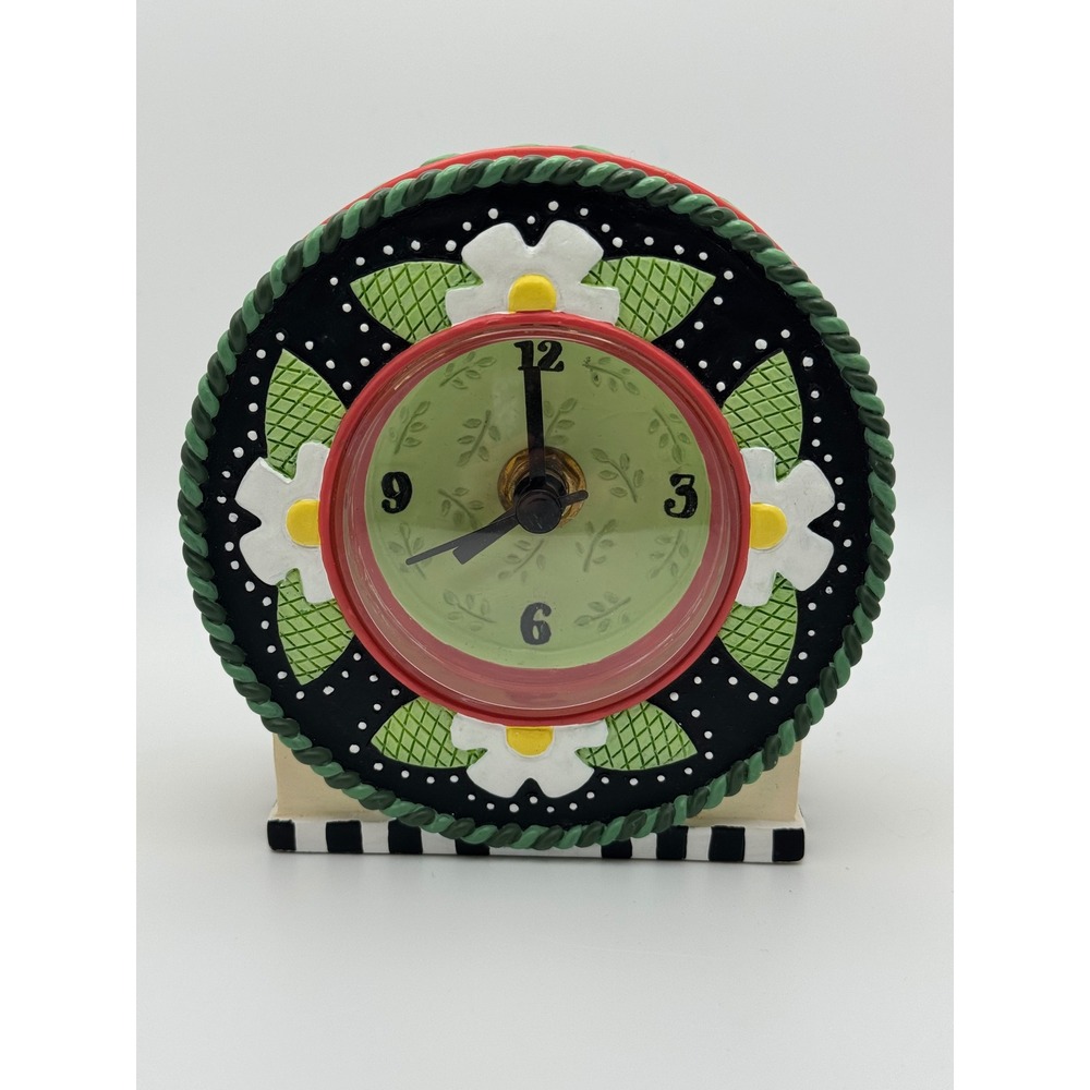 Vintage Mary Engelbreit Michel & Co 2001 Daisy Floral Desk Clock NOT WORKING
